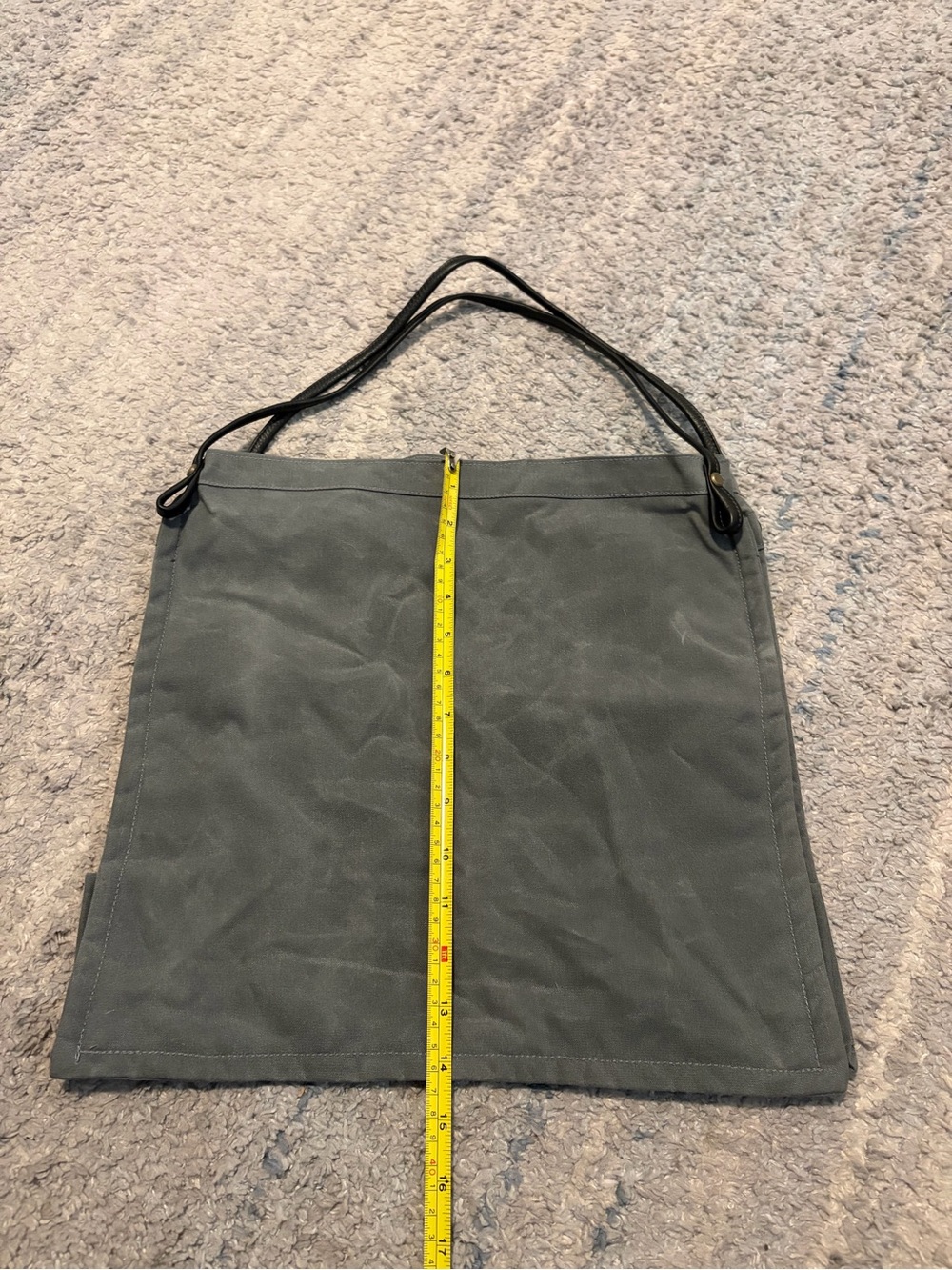 Rough & Tumble Maine Gray Waxed Canvas Tote Bag Leather Straps Utility Shoulder - Picture 4 of 11